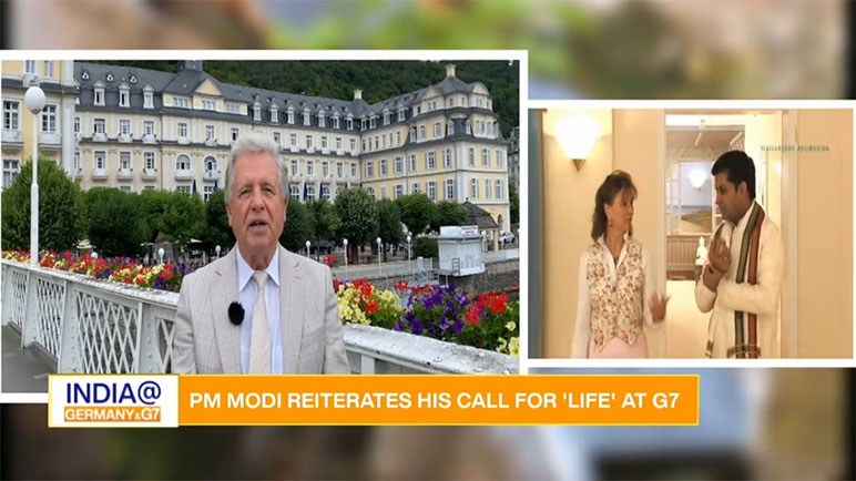 Videoausschnitt aus dem indischen Staatsfernsehen von Lothar Pircs Appell an Modi