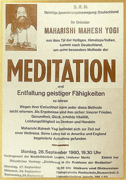 Vortragsflyer für Transzendentale Meditation von 1960